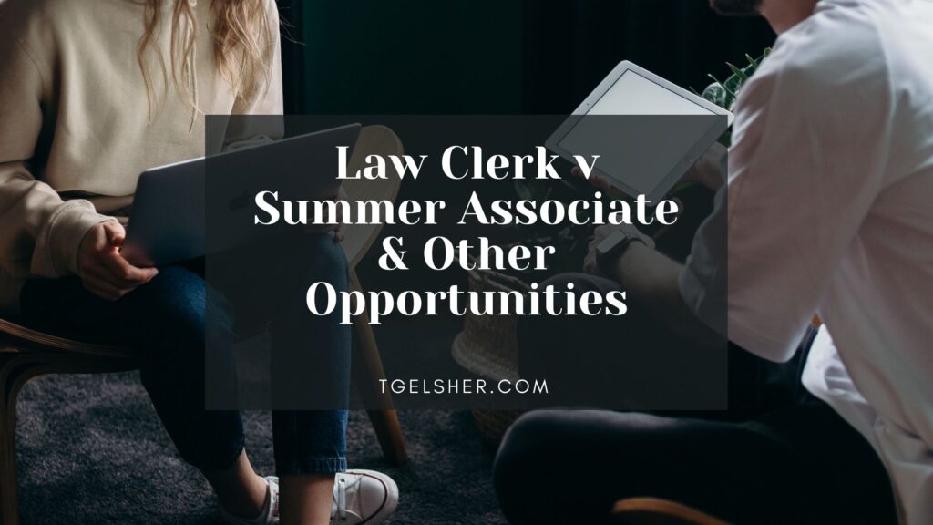 Blog banner for Law Clerk vs Summer Associate features two students studying together
